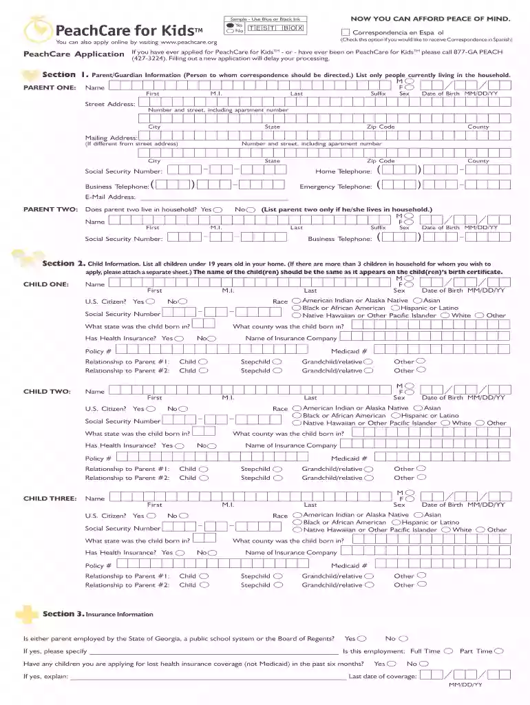 peachcare application Preview on Page 1