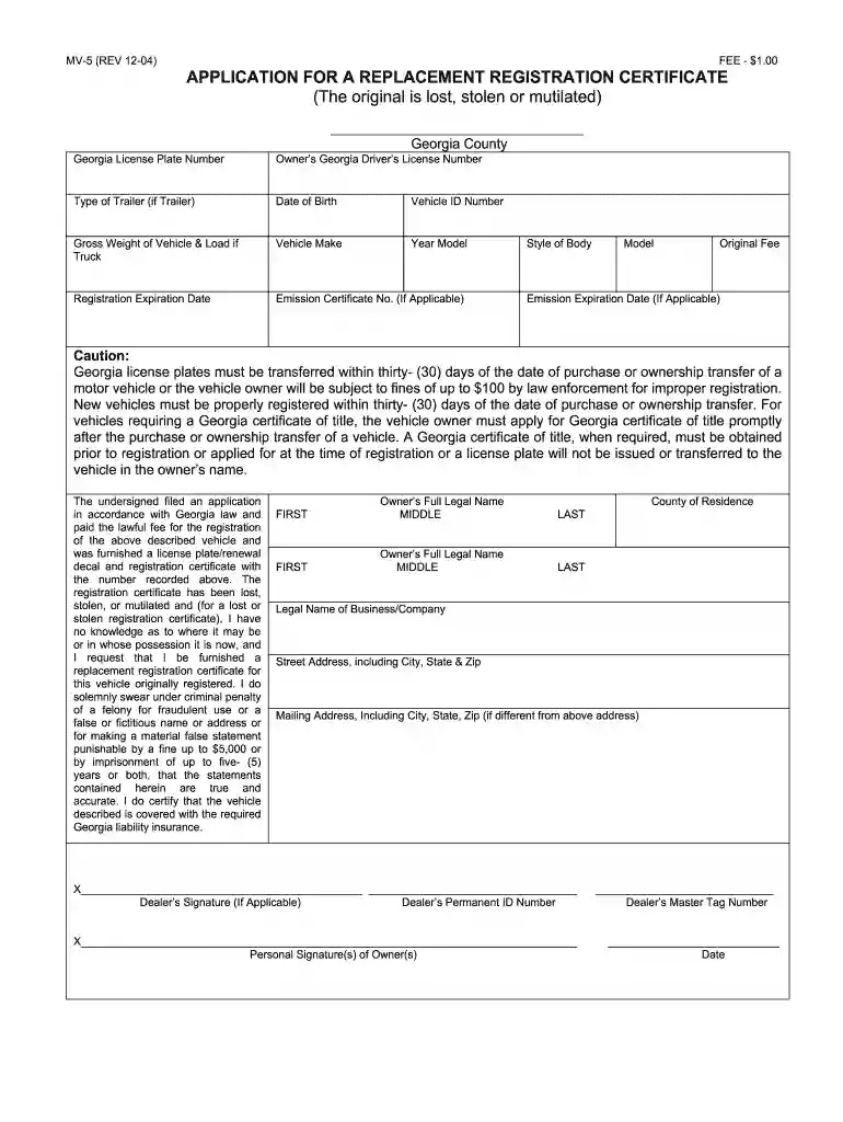 non operational vehicle registration georgia Preview on Page 1