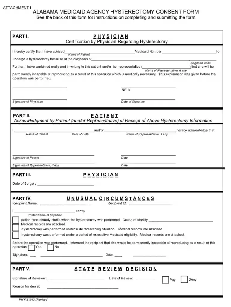 medicaid hysterectomy form Preview on Page 1