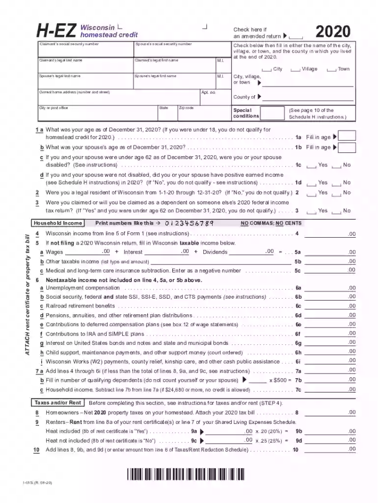 homestead credit wisconsin 2020 Preview on Page 1