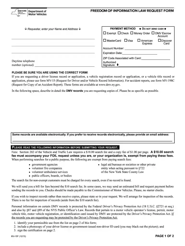 mv 15 form online Preview on Page 1