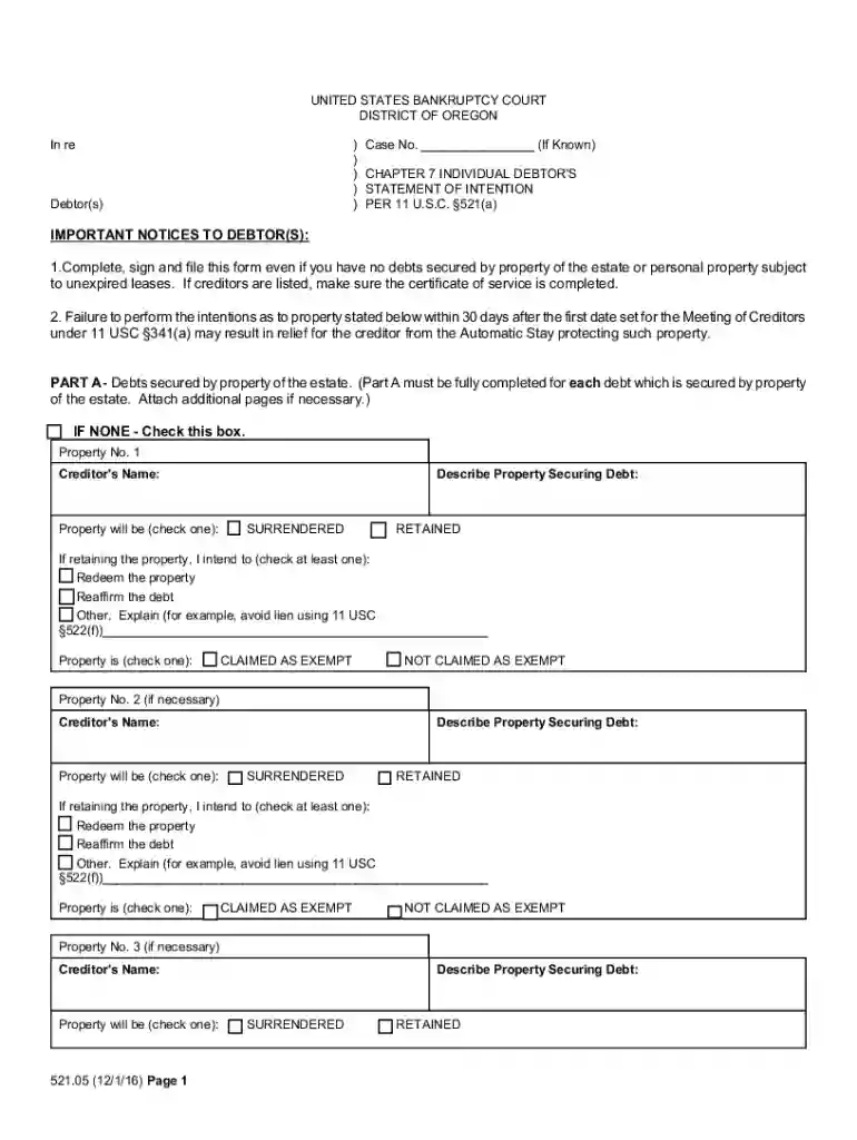 LBF 521.05 - District of Oregon Preview on Page 1