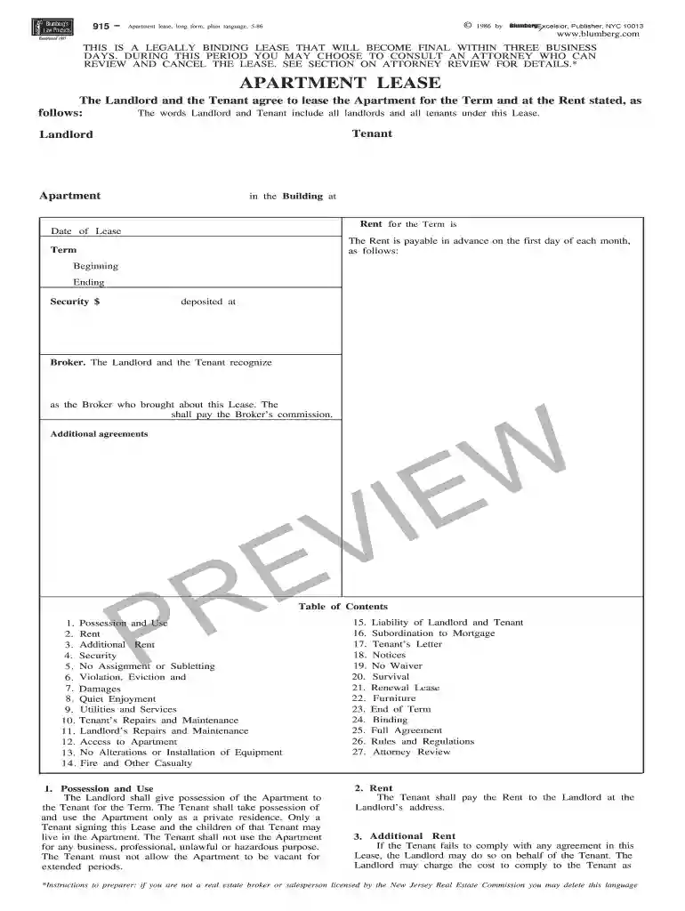 lease form 915 Preview on Page 1
