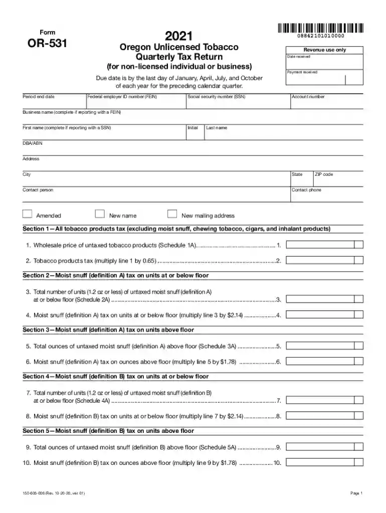 tobacco tax return form Preview on Page 1