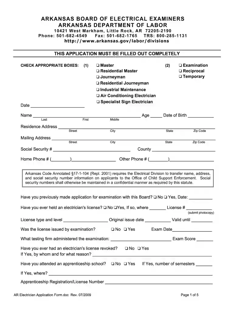 arkansas electrical license Preview on Page 1