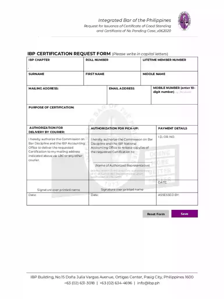 IBP Certification Request Form Preview on Page 1