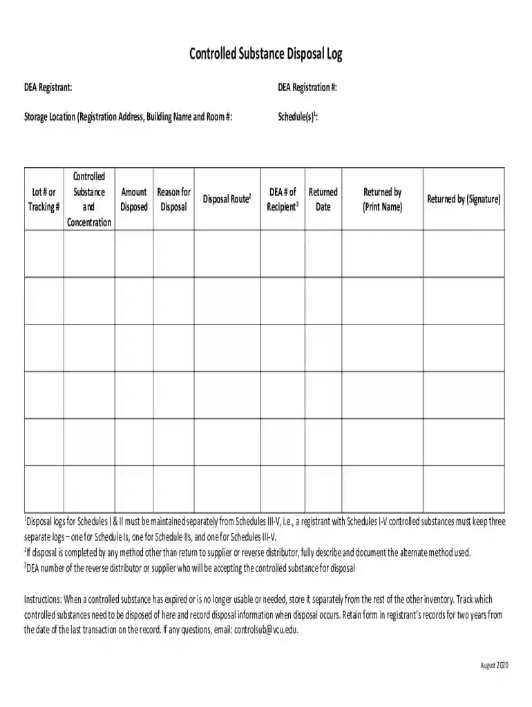 medication disposal form template Preview on Page 1