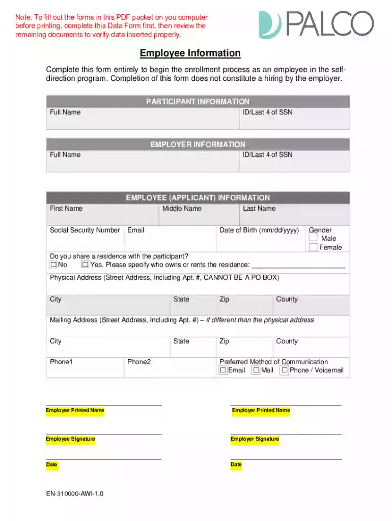 NM Self Participant Direction Preview on Page 1