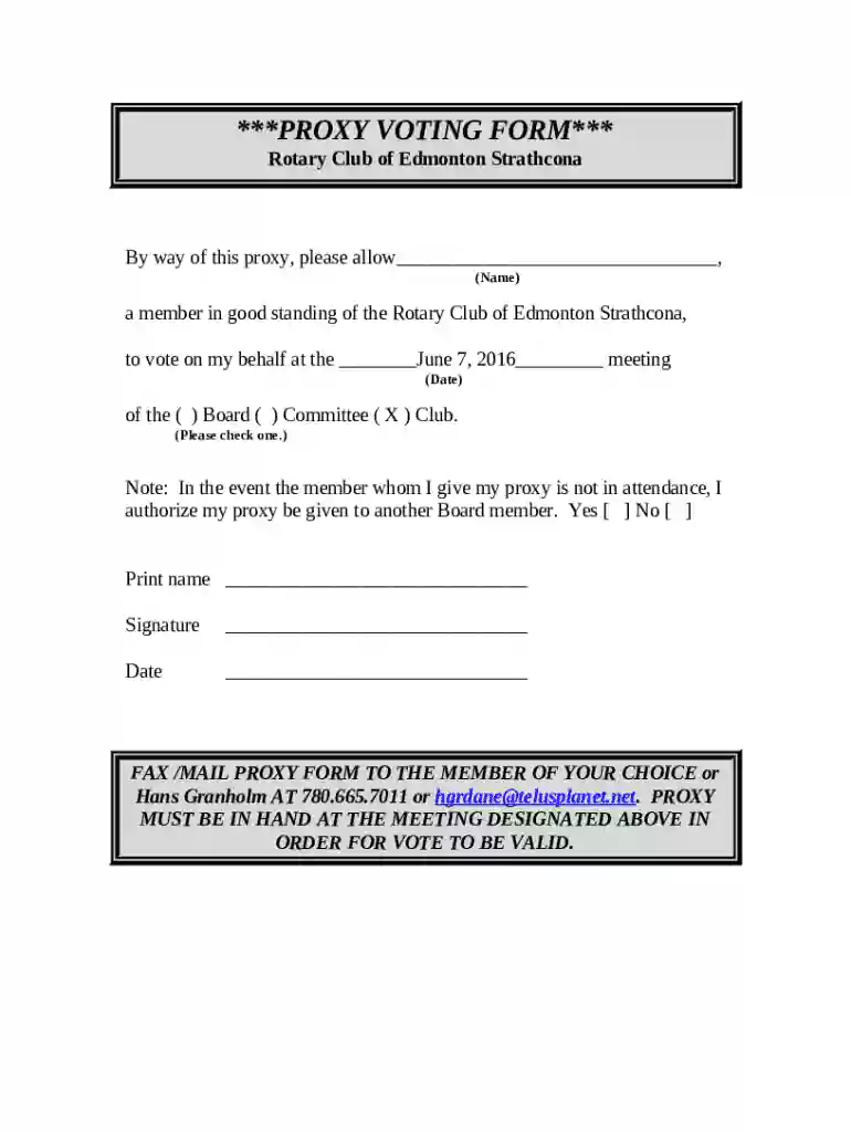 proxy voting form template free download Preview on Page 1
