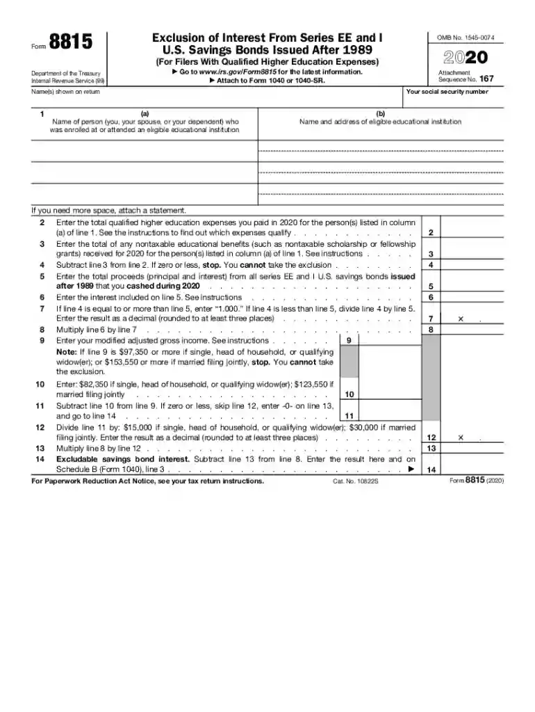 form 8815 pdf Preview on Page 1