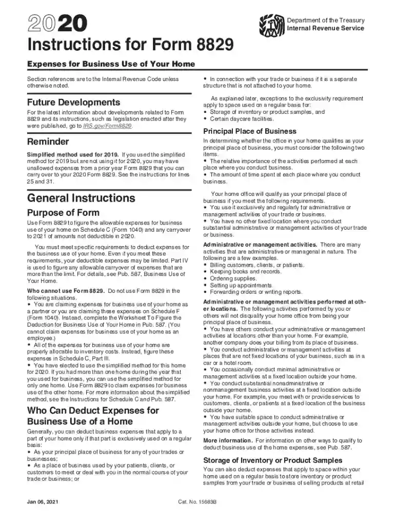 form 8829 instructions Preview on Page 1