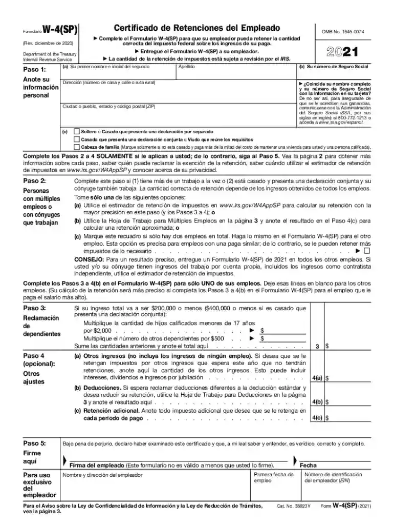 w4 form 2024 spanish Preview on Page 1