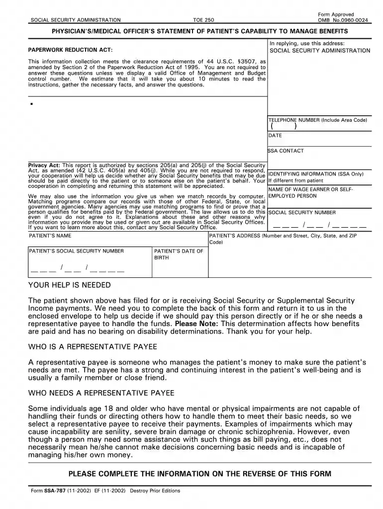 form ssa 787 Preview on Page 1