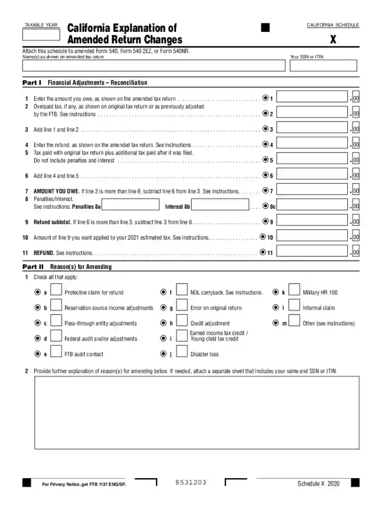 california schedule x instructions Preview on Page 1