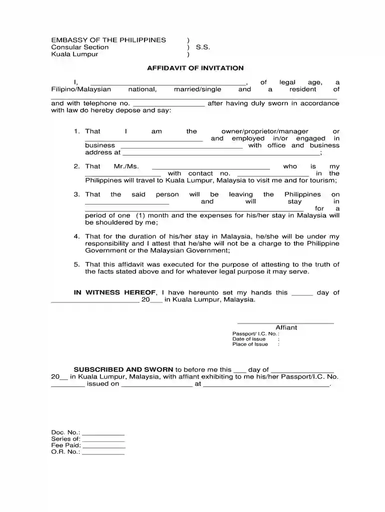 invitation letter philippine embassy malaysia Preview on Page 1
