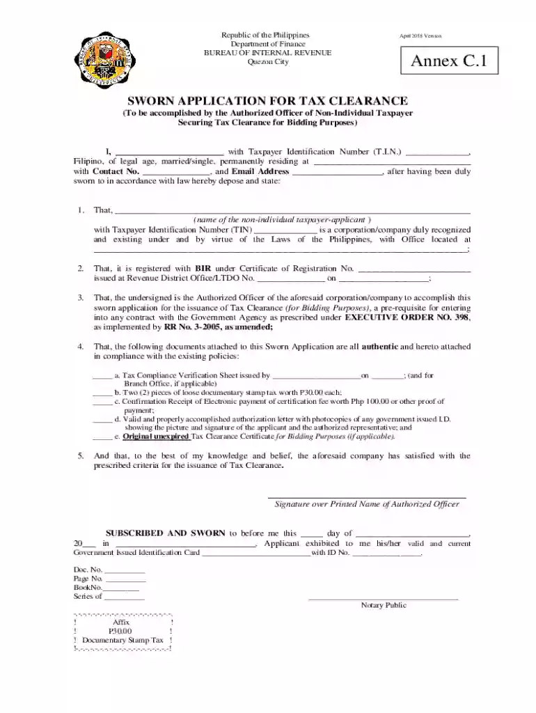 tax clearance sample Preview on Page 1