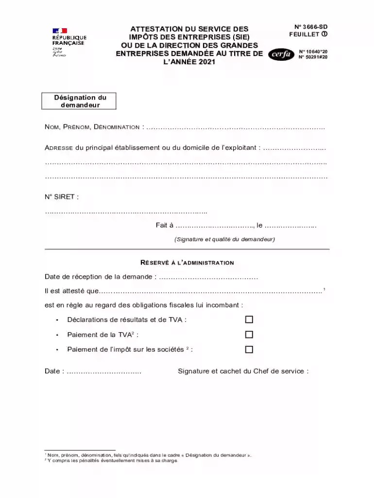 cerfa 3666 Preview on Page 1
