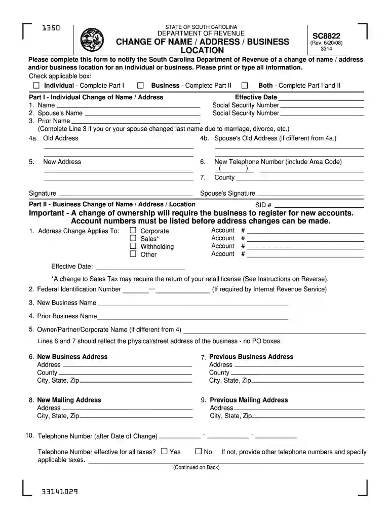 sc8822 2008 form Preview on Page 1