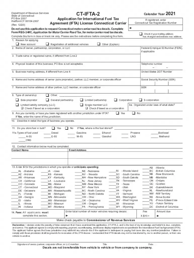 Agreement (IFTA) License Connecticut Carrier Preview on Page 1