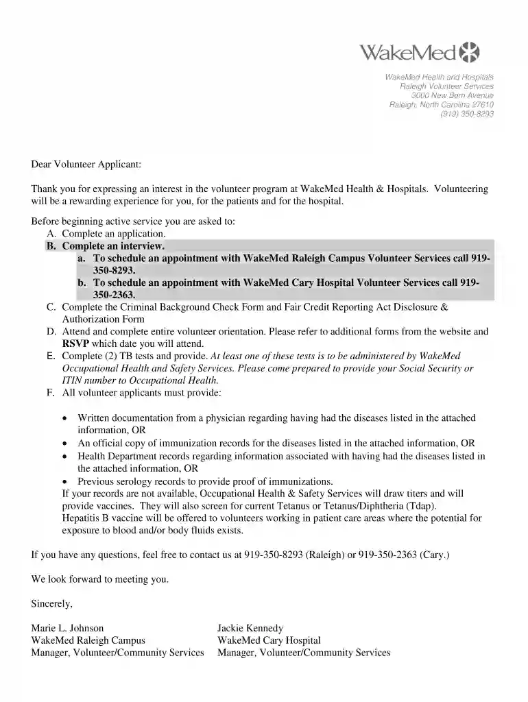 volunteer application form Preview on Page 1