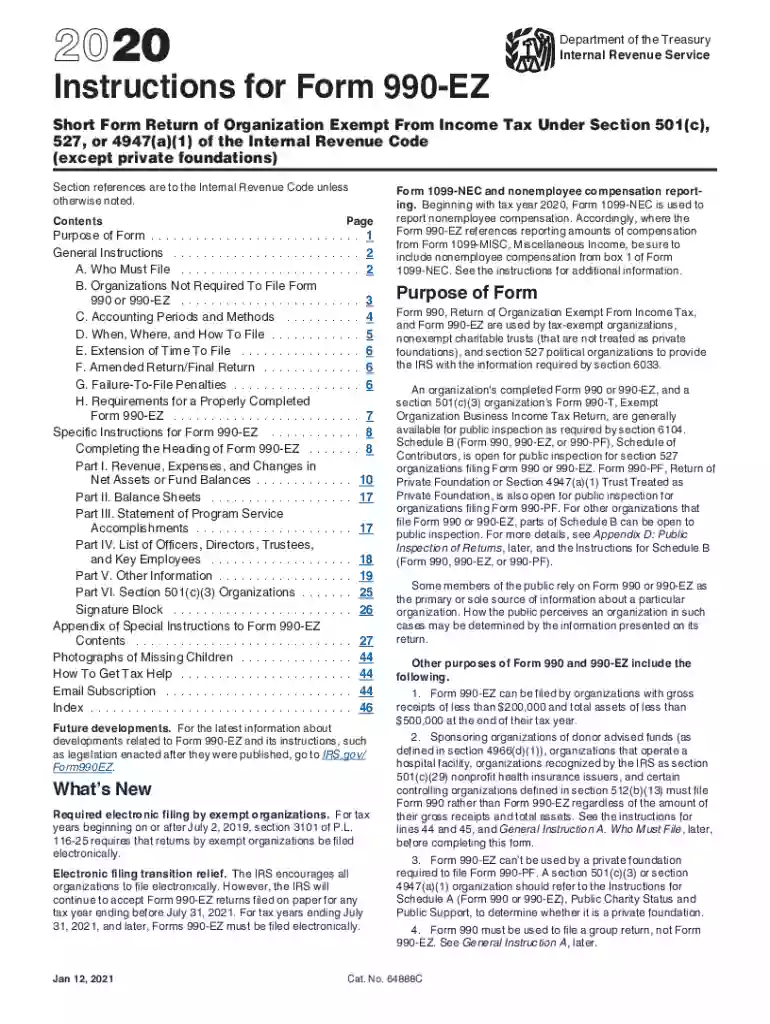 2020 form 990 ez instructions Preview on Page 1