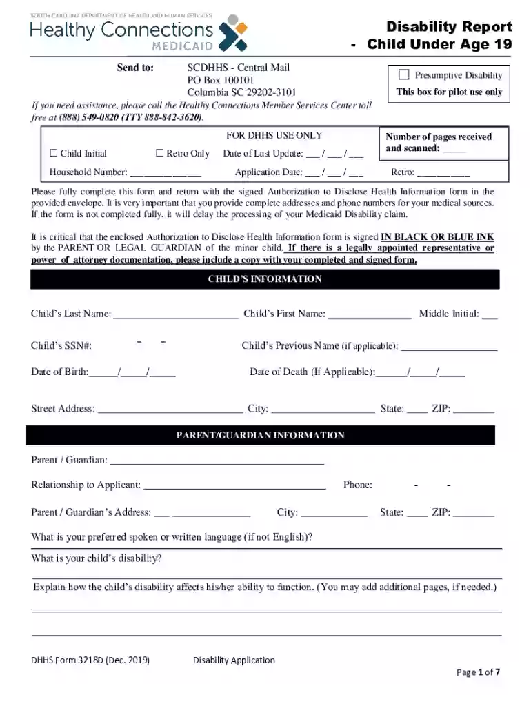sc department of disabilities and special needs permission to evaluate tefra application form Preview on Page 1