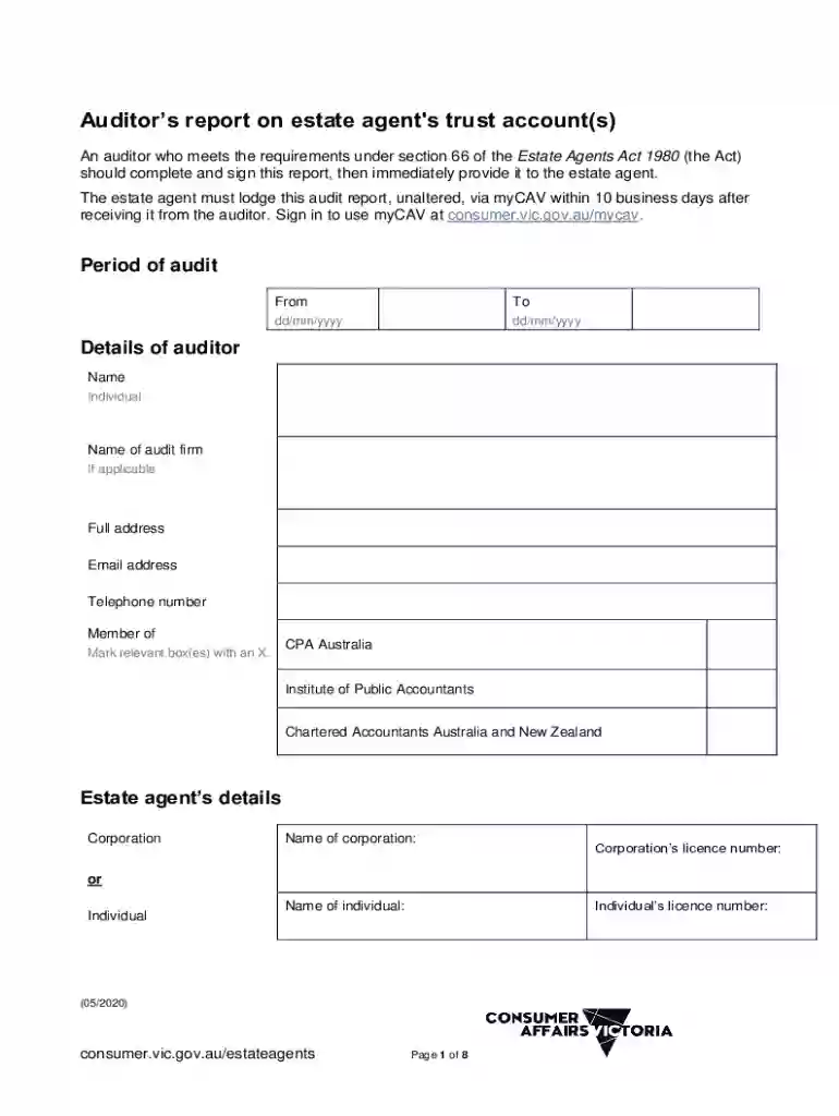 Auditors report on estate agent's trust account(s) Preview on Page 1