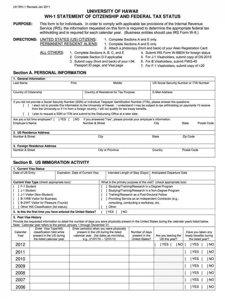 wh 1 2011 form Preview on Page 1