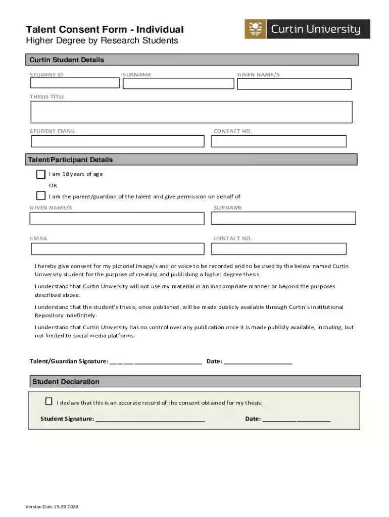 talent release form template australia Preview on Page 1