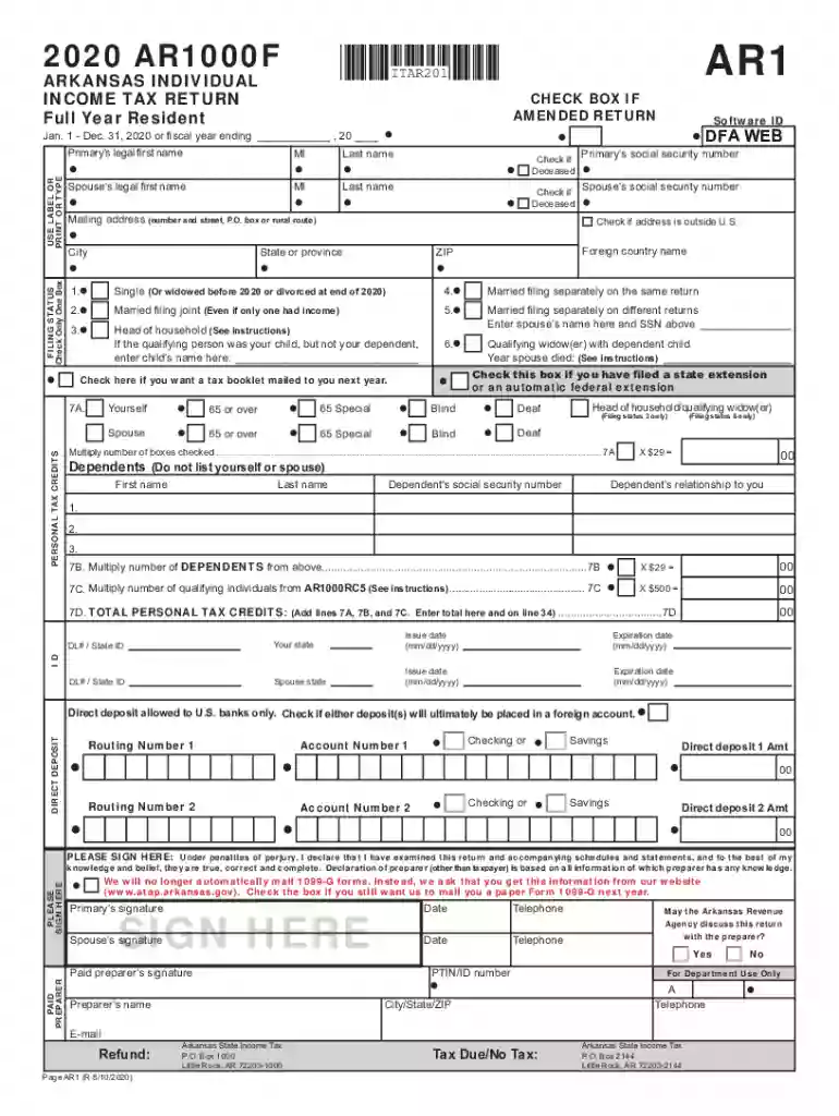 arkansas state tax form 2023 pdf Preview on Page 1