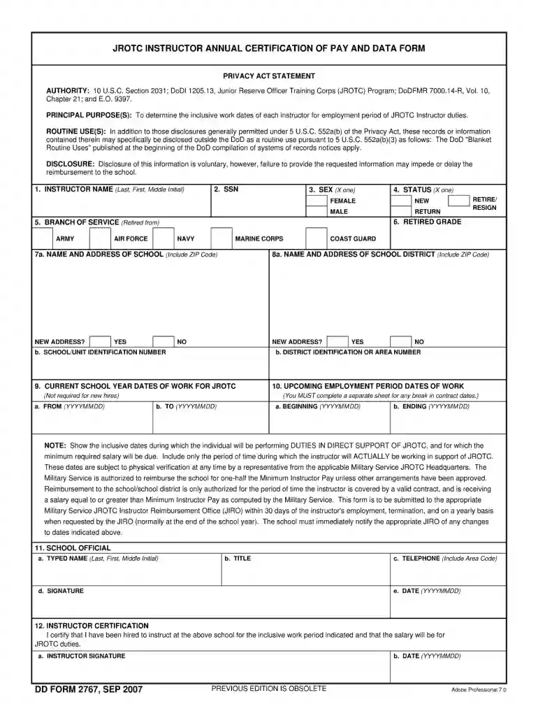 dd form 2767 Preview on Page 1