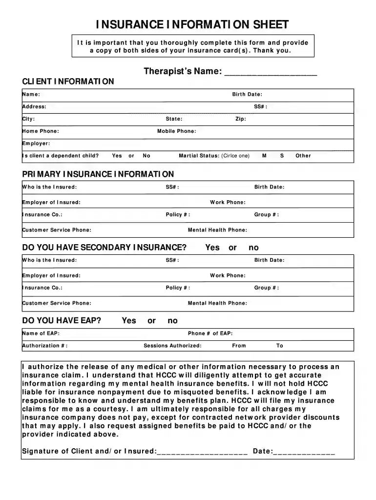 life insurance client data sheet Preview on Page 1