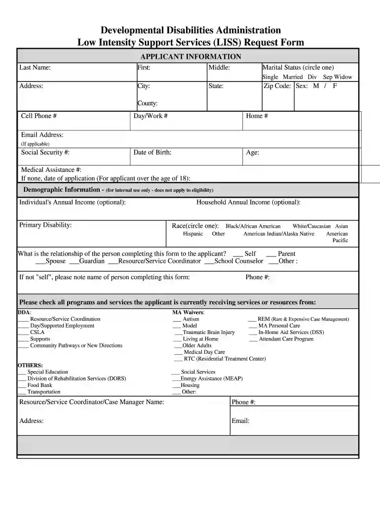 liss request form 2011 Preview on Page 1