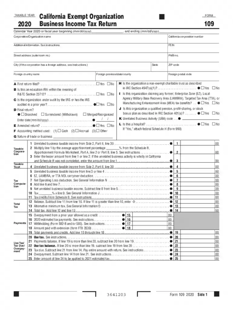 form 109 Preview on Page 1