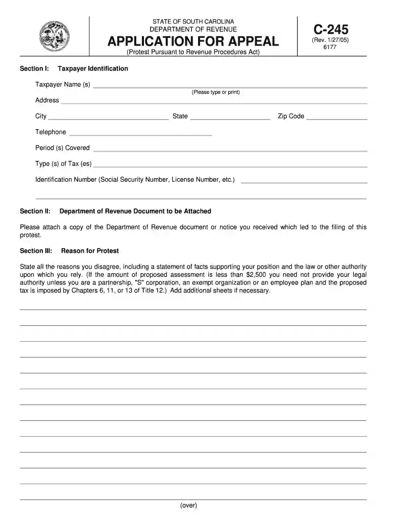 sc dor form c 245 2005 Preview on Page 1