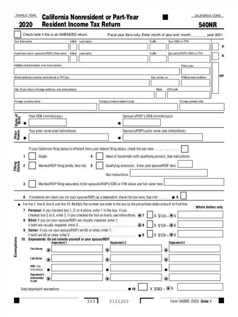 form 540nr Preview on Page 1