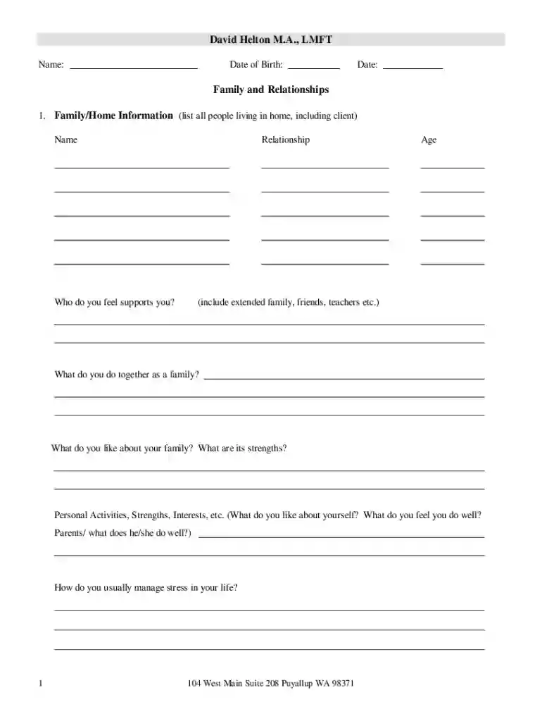 Teen Intake Form.rtf Preview on Page 1