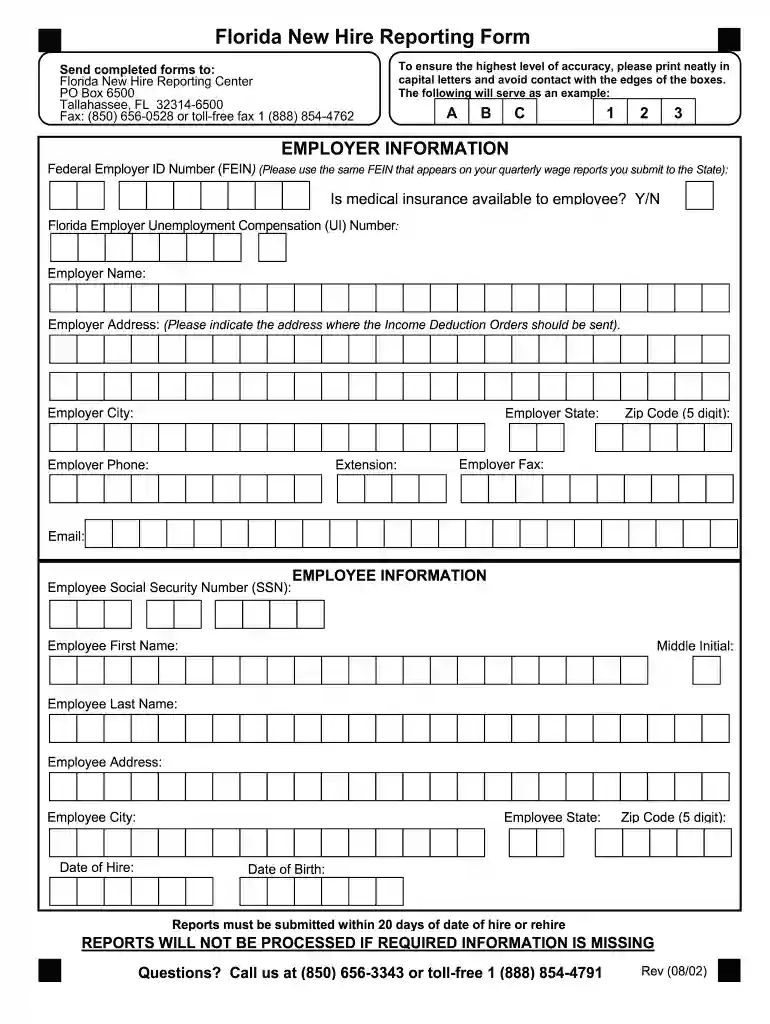 florida new hire reporting form Preview on Page 1
