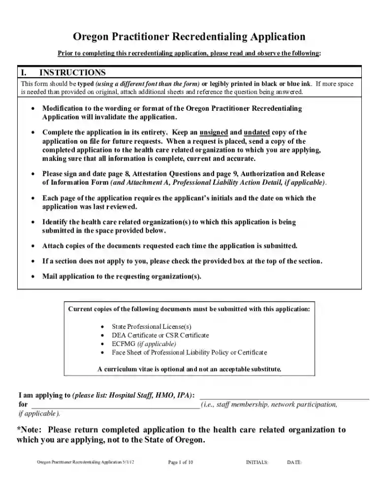 oregon practitioner recredentialing Preview on Page 1