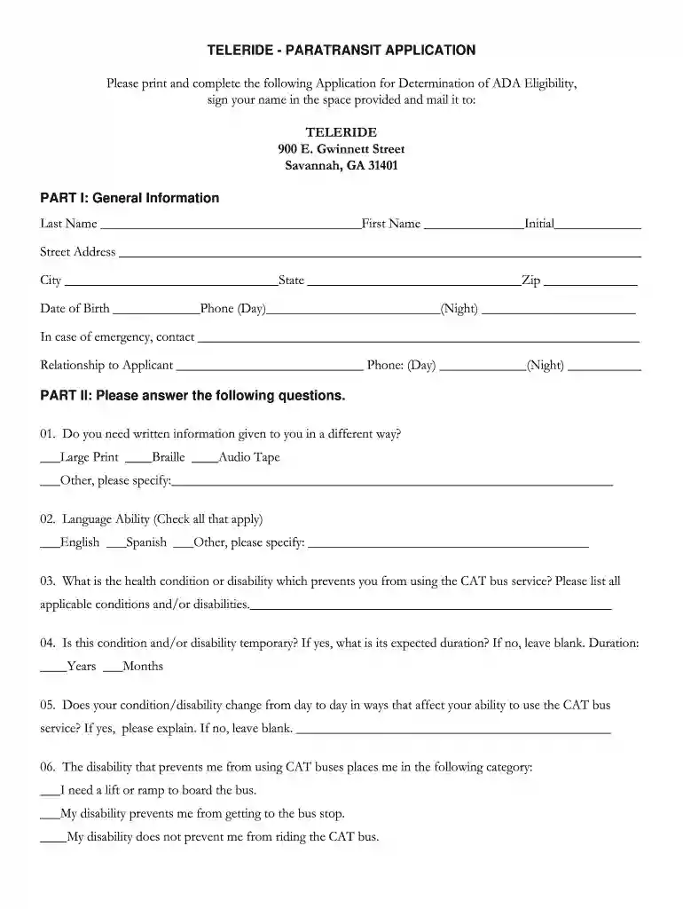 carta tel a ride application Preview on Page 1