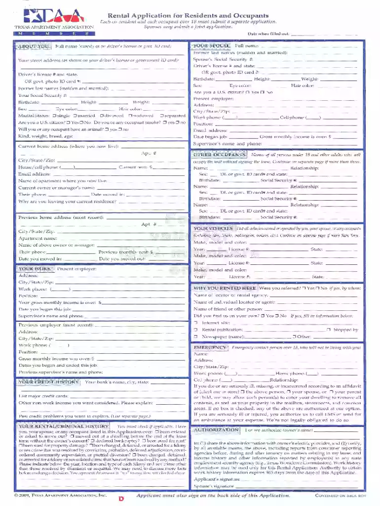 taa application form 2024 Preview on Page 1