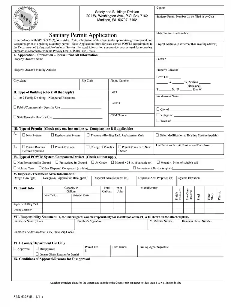 sanitary permit sample Preview on Page 1