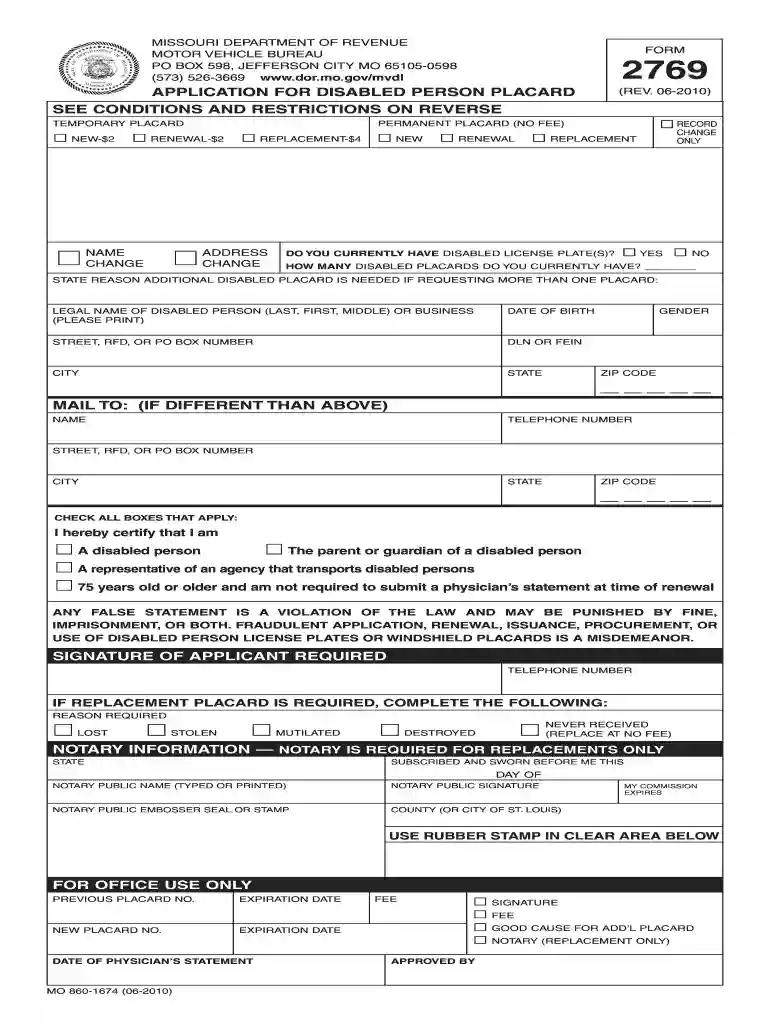 handicap placard missouri Preview on Page 1
