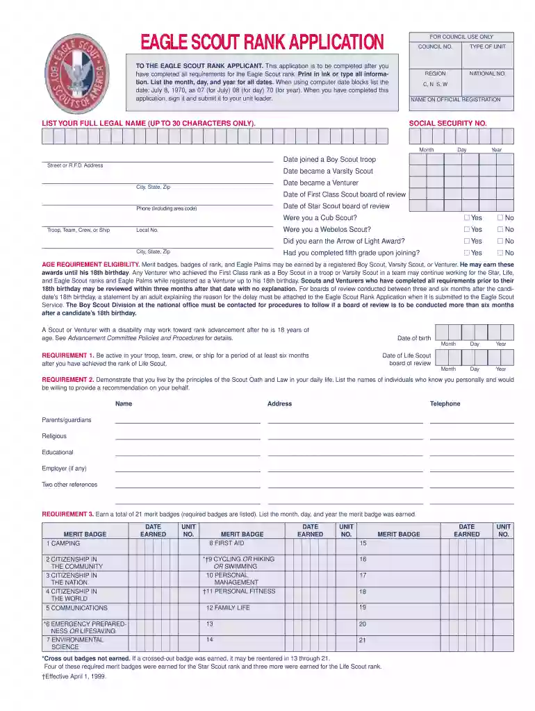 eagle scout application Preview on Page 1