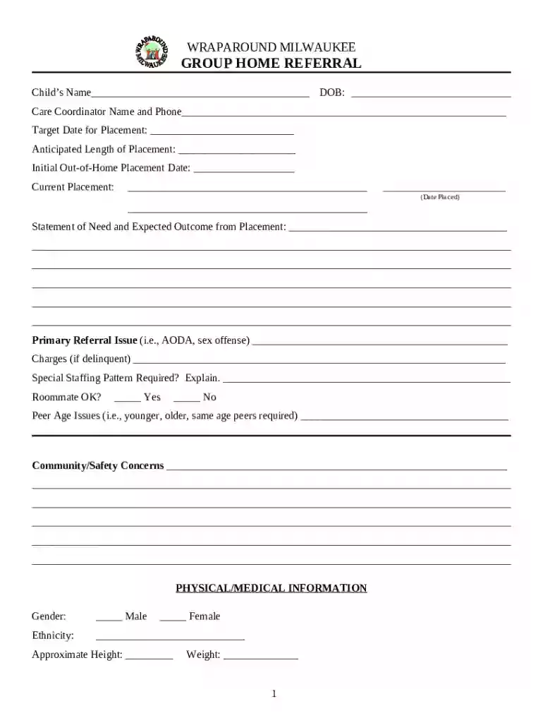 GROUP HOME REFERRAL Preview on Page 1