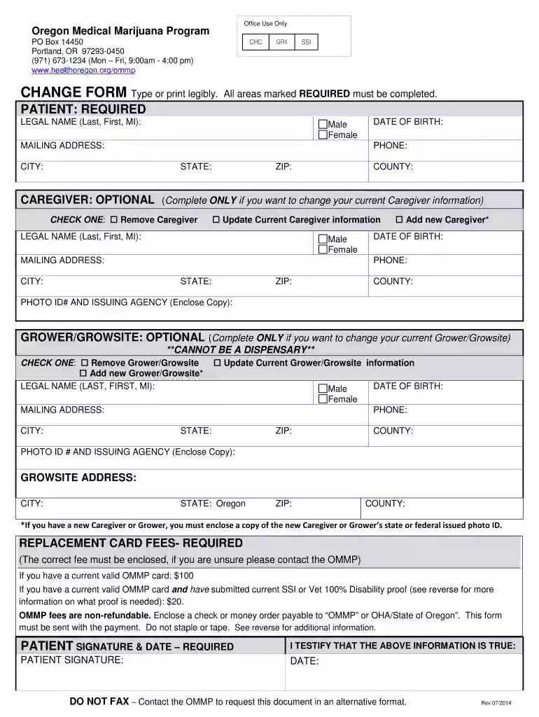 ommp change form 2014 Preview on Page 1