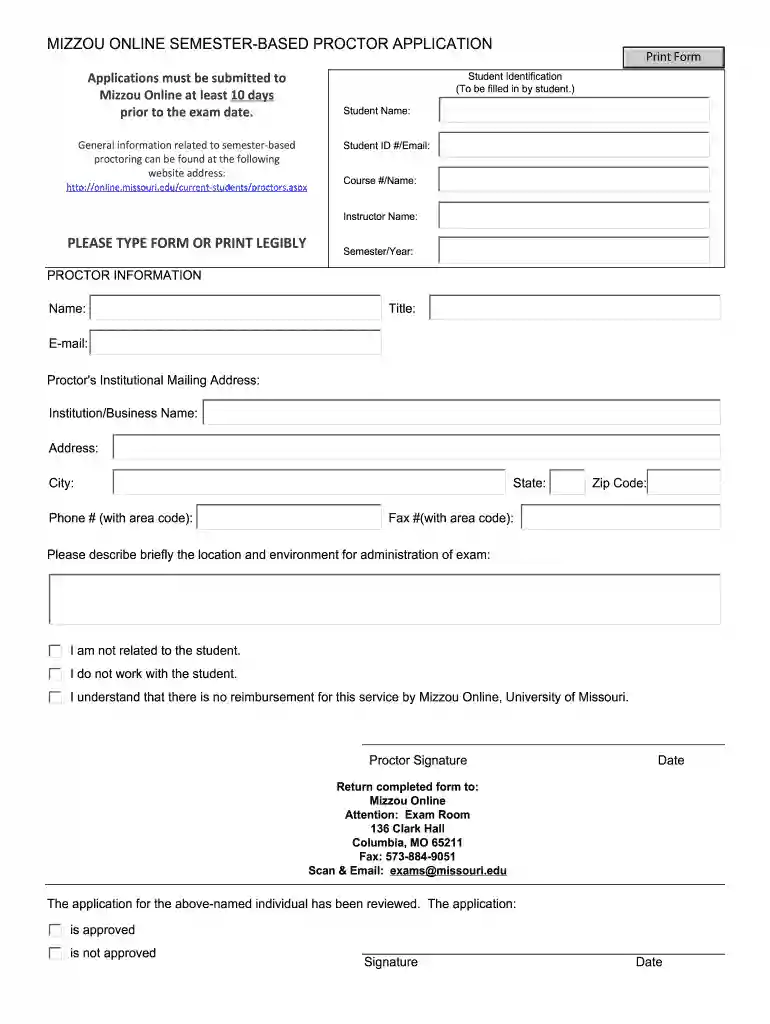 application for proctor Preview on Page 1