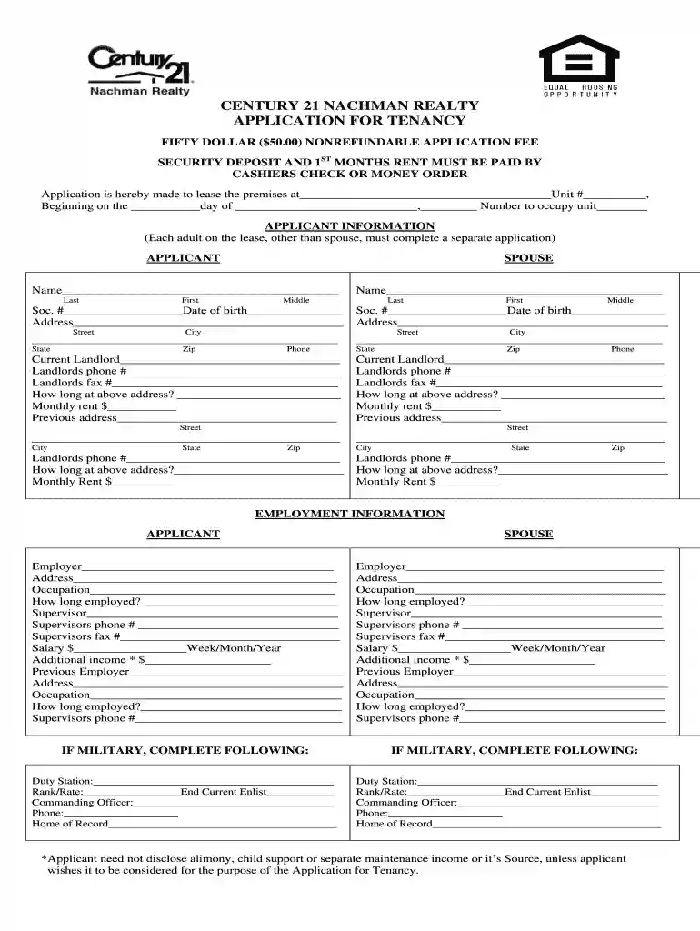 century 21 application form Preview on Page 1
