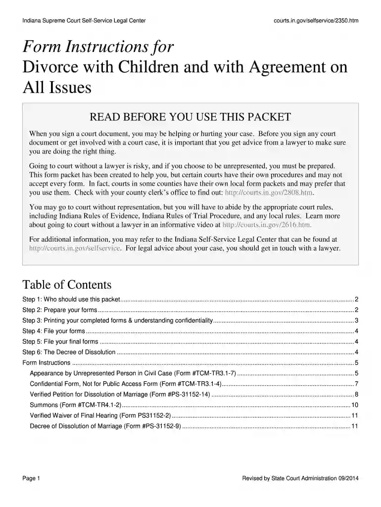 indiana divorce papers pdf Preview on Page 1