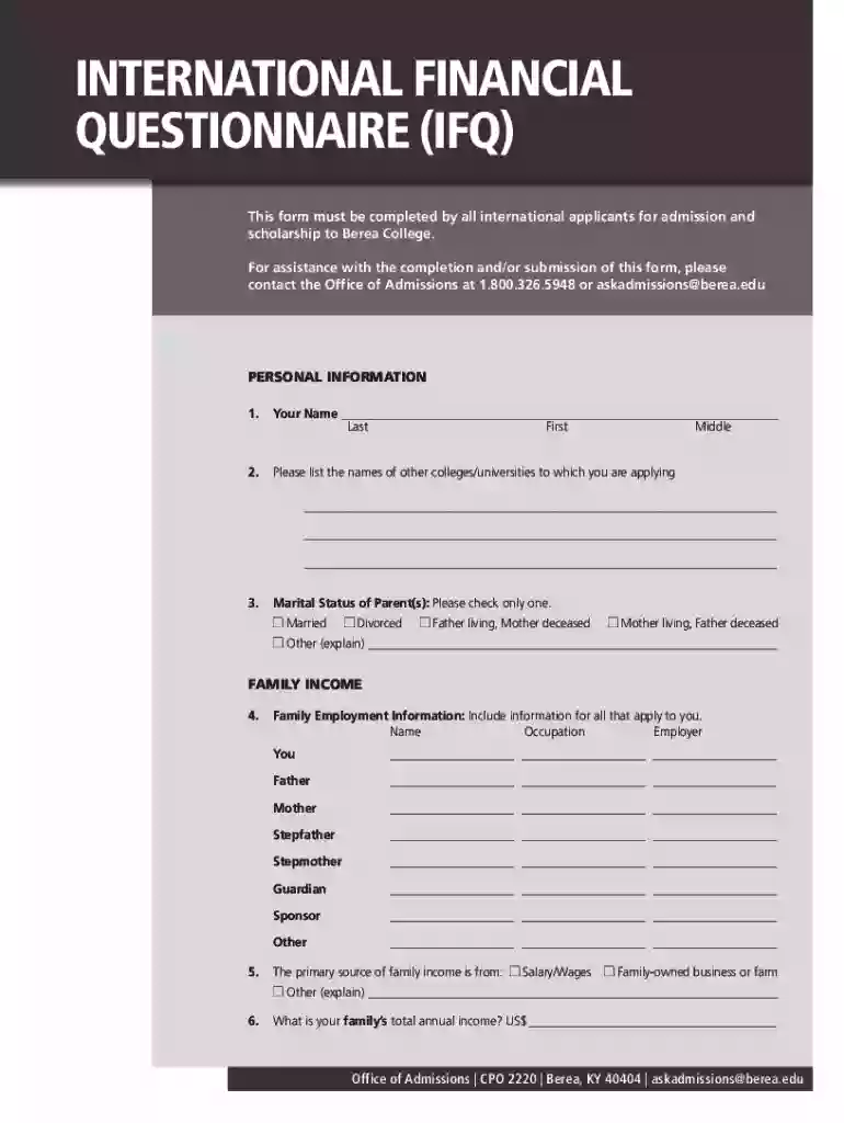 QUESTIONNAIRE (IFQ) Preview on Page 1